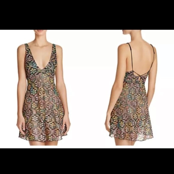 FREE PEOPLE INTIMATELY WOMEN'S BLACK FLORAL LACE Dress Small NWOT - Picture 4 of 7